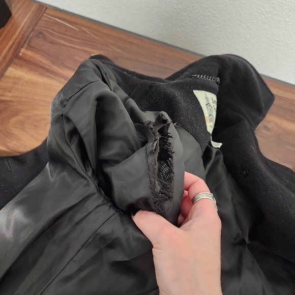 London Fog Heritage Black Wool Blend Trench Coat with Leather Accents - Picture 7 of 16